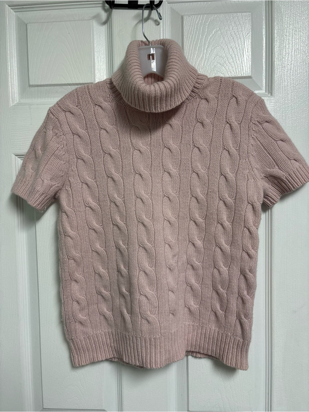 Lauren Ralph Lauren Cable Knit Coquette Preppy Short Sleeve Turtleneck Sweater